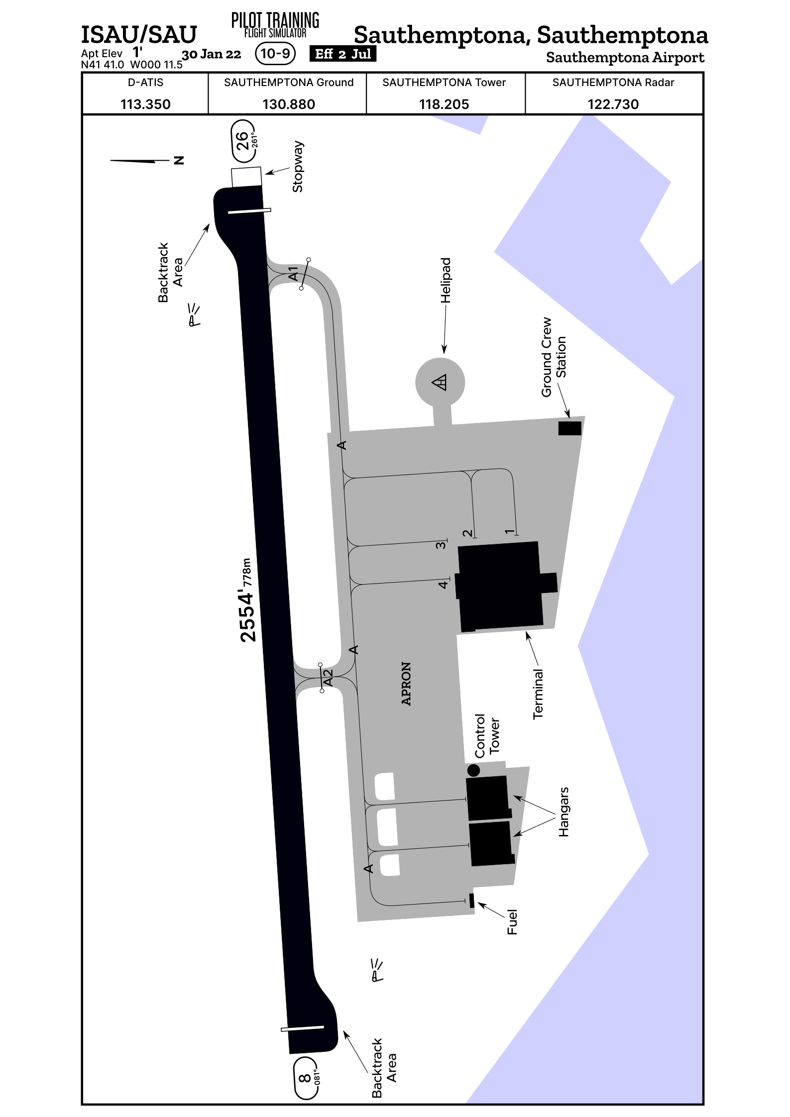 Airport ground chart for the airport ISAU
